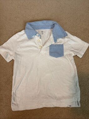 GAP White Polo with Light Blue Collar and Pocket